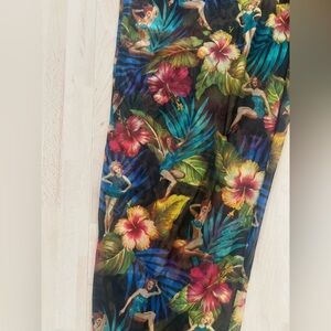 Tropical Floral & Pin-Up Print Scarf